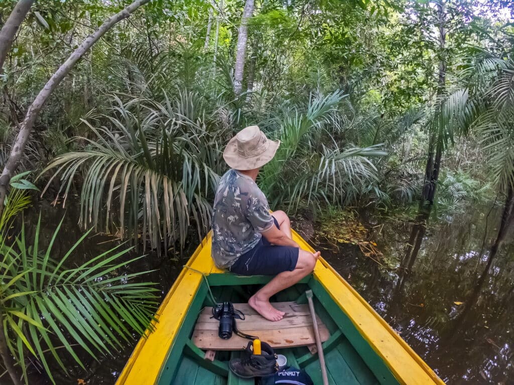 Fotos dos bastidores da expedição Biotrips Amazônia 2019, mostrando as atividades da turma