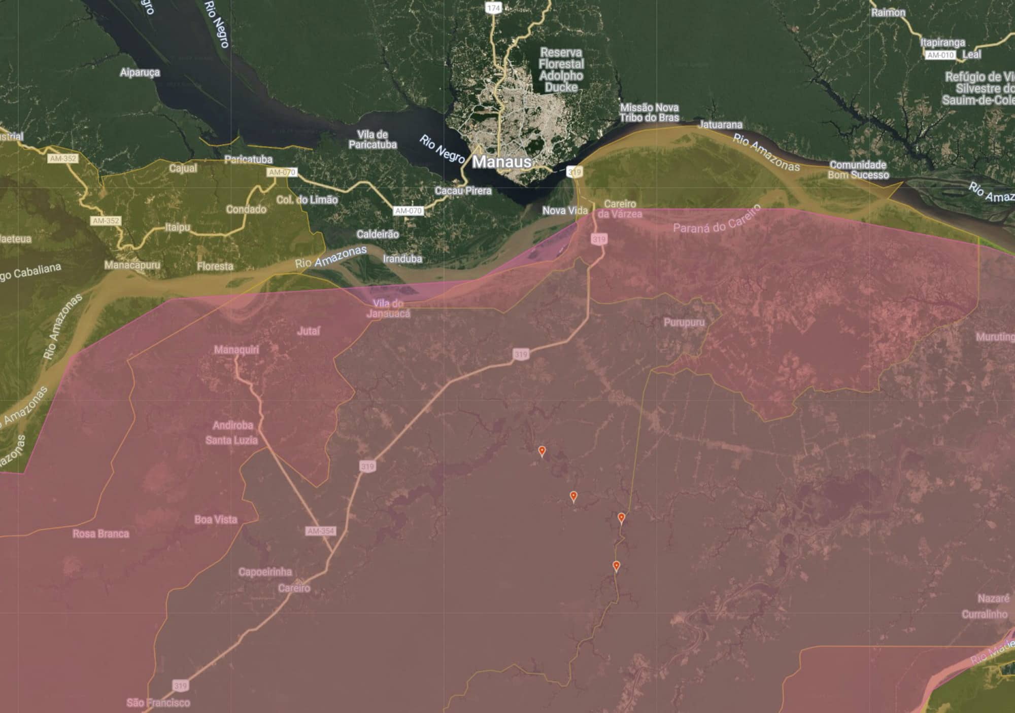 Página do iNaturalist mostrando meu registro de Parauacús (Pithecia pissinattii) e o mapa de sua área de ocorrência